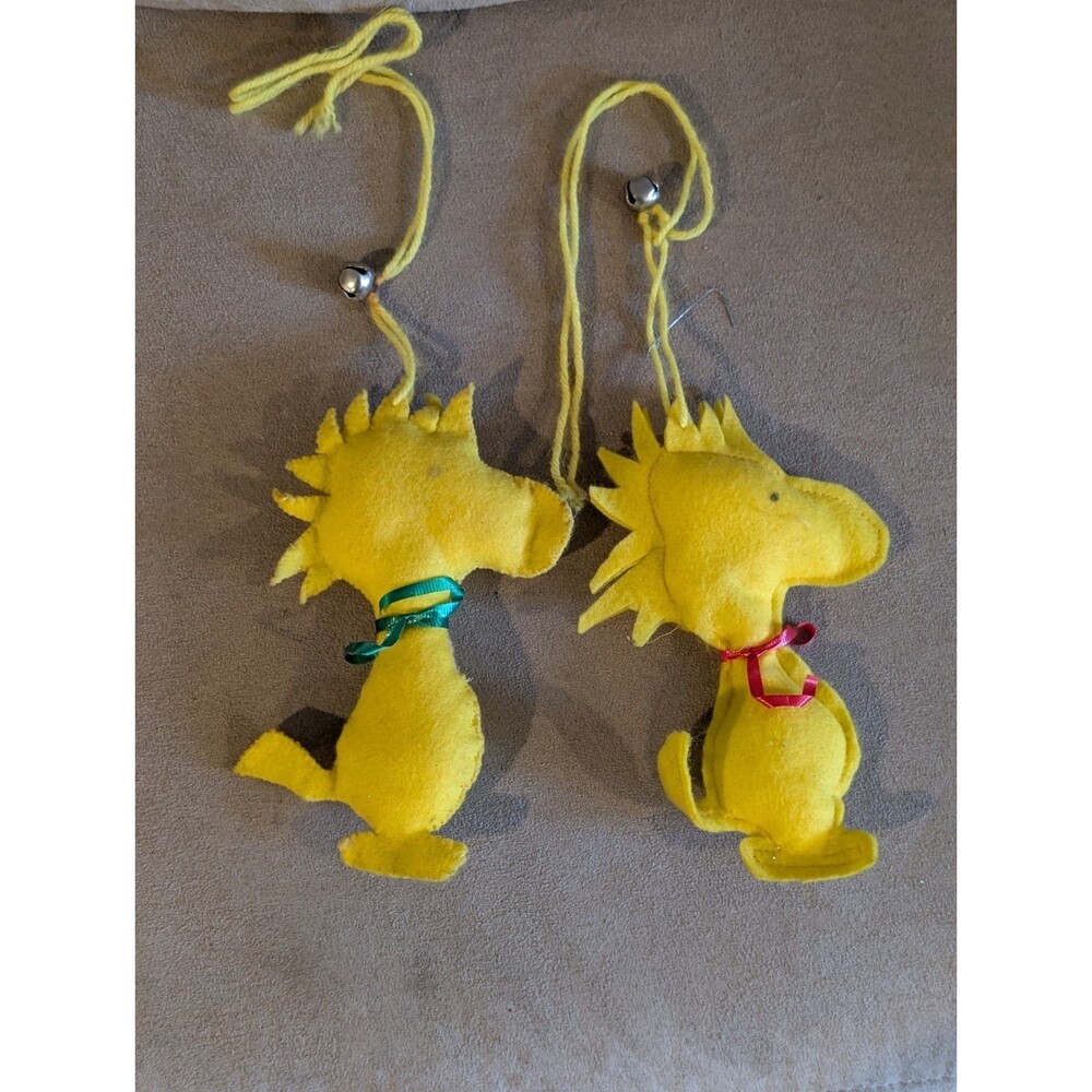 Two Vintage Woodstock Felt Christmas Tree Ornament